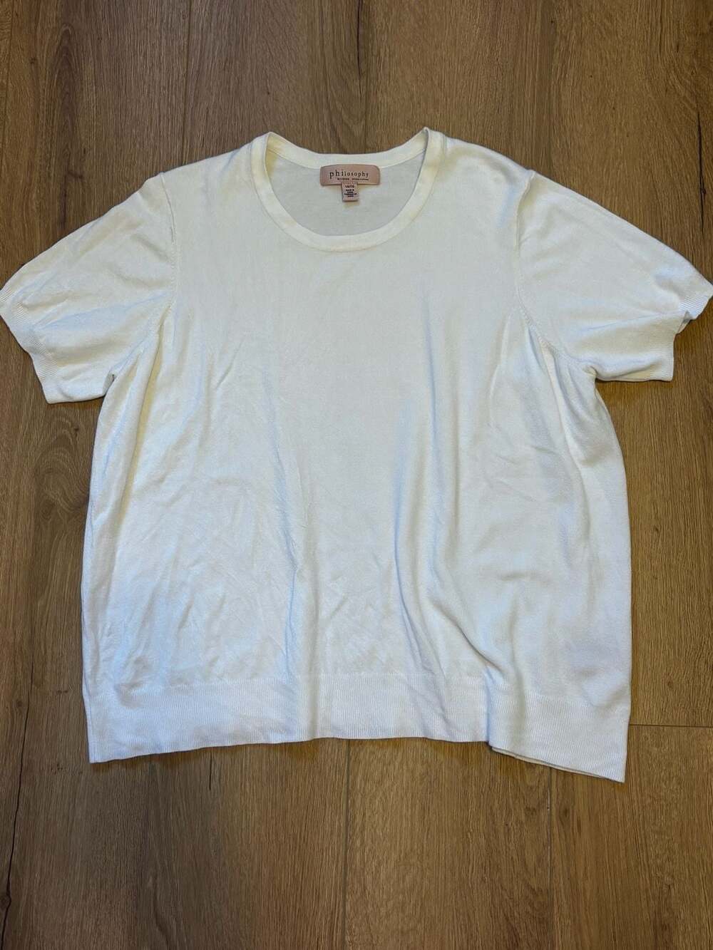 Philosophy Republic Clothing Woman White Short Sleeve Knit Top Size 1X